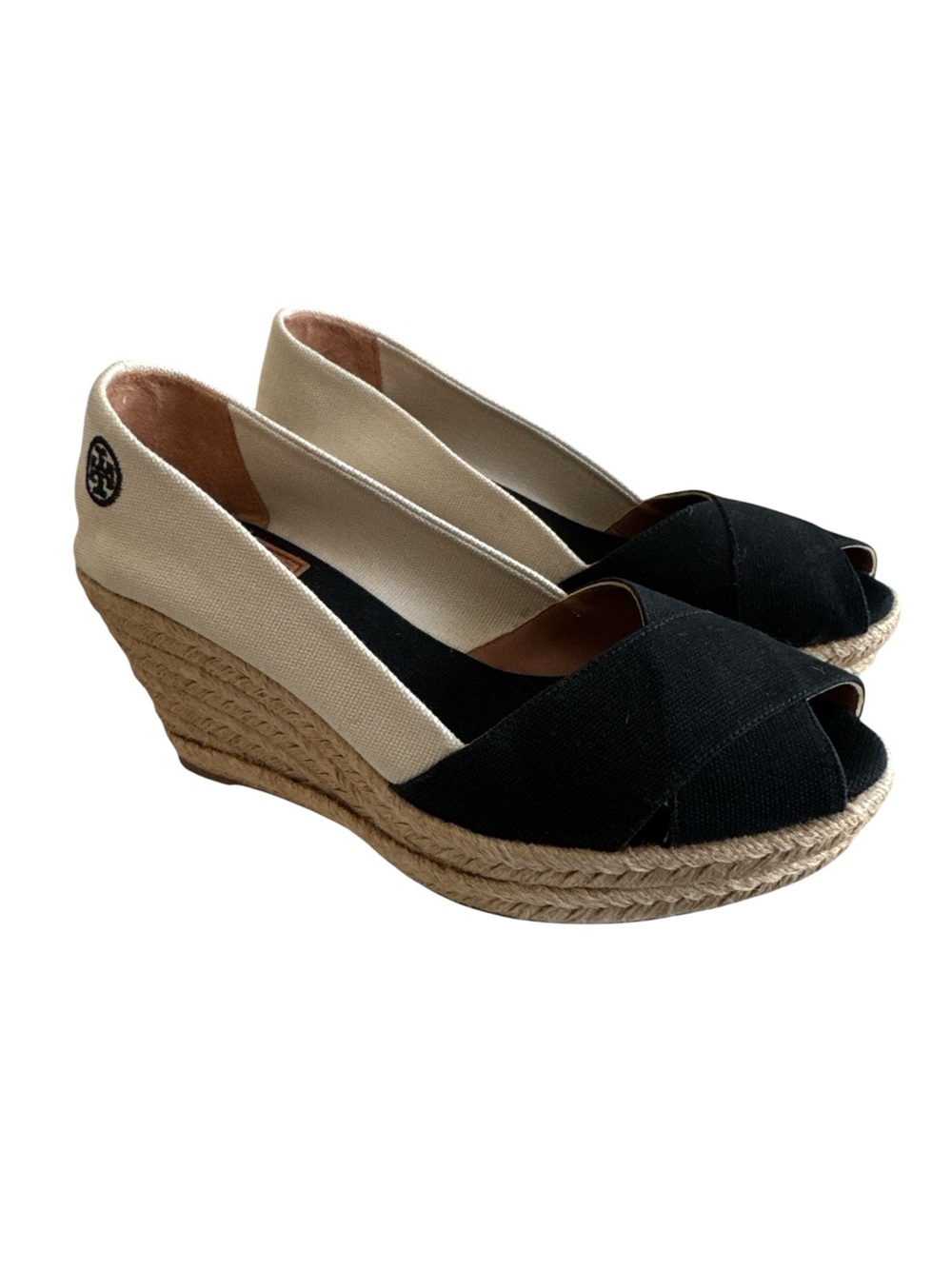 Tory Burch Black and Cream Espadrilles NWOT